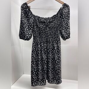 Trixxi Black Floral Smocked Off-Shoulder Dress